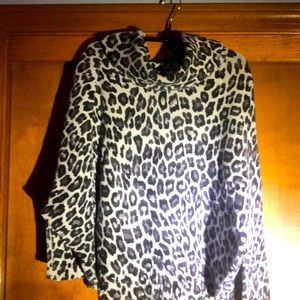 Leopard Cowl Neck Poncho